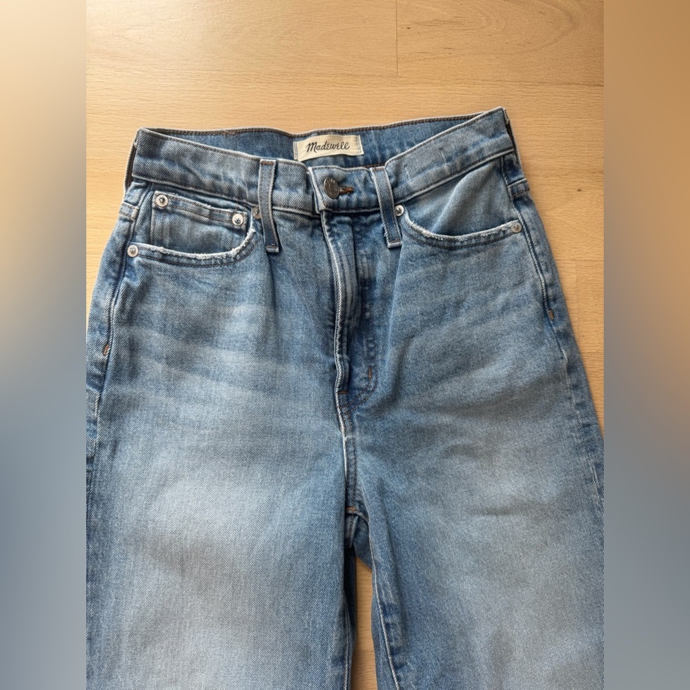 Madewell Perfect Vintage Wide Leg Jeans High Rise Raw Hem Size 25 - Picture 4 of 11